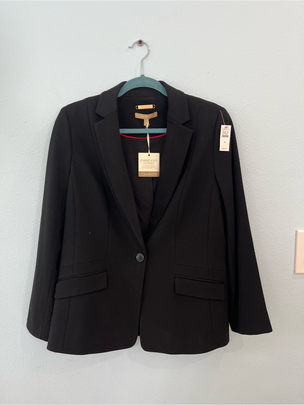 Talbots Black Blazer- fabric knit in Italy